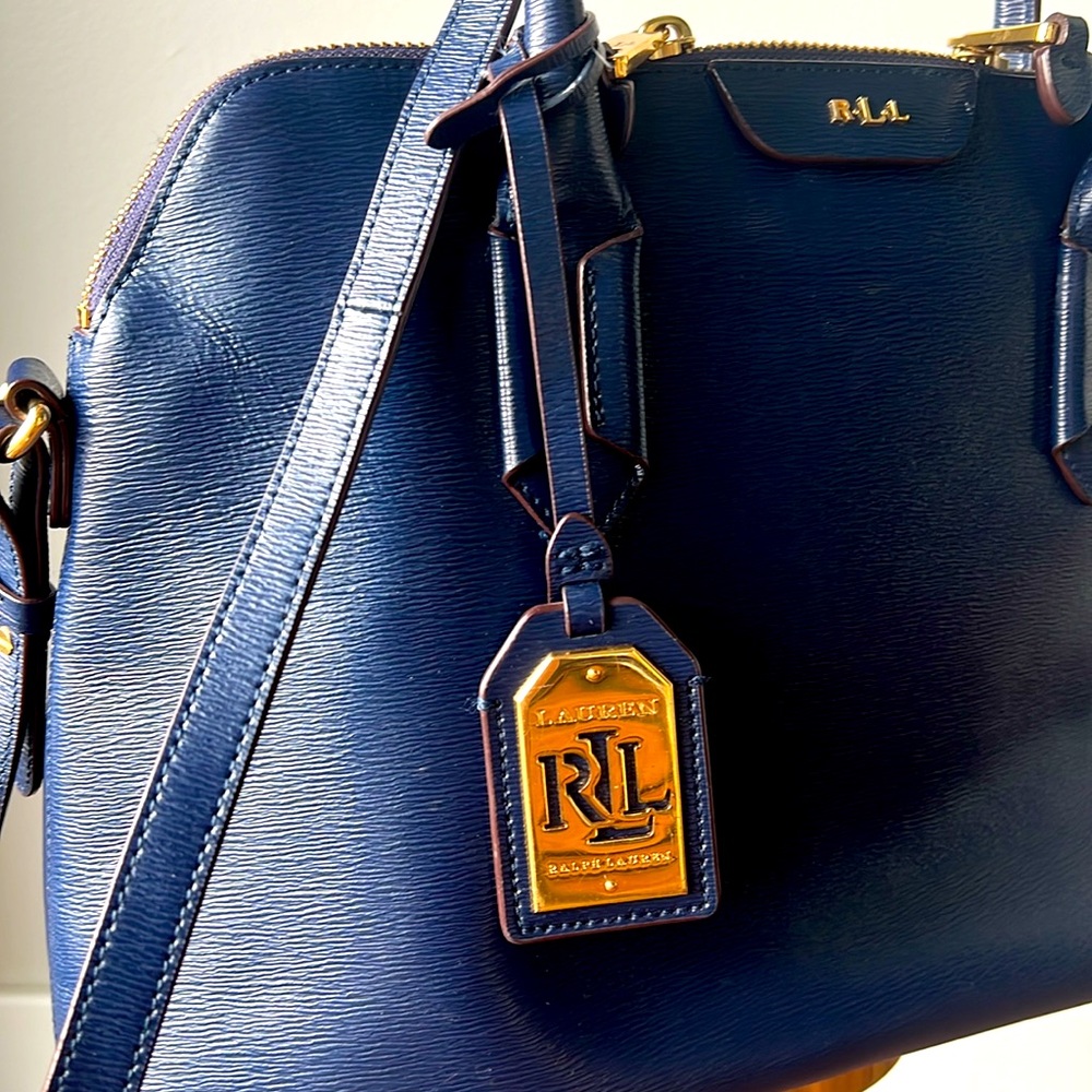 Ralph Lauren 👜  AUTHENTIC leather navy blue satchel bag